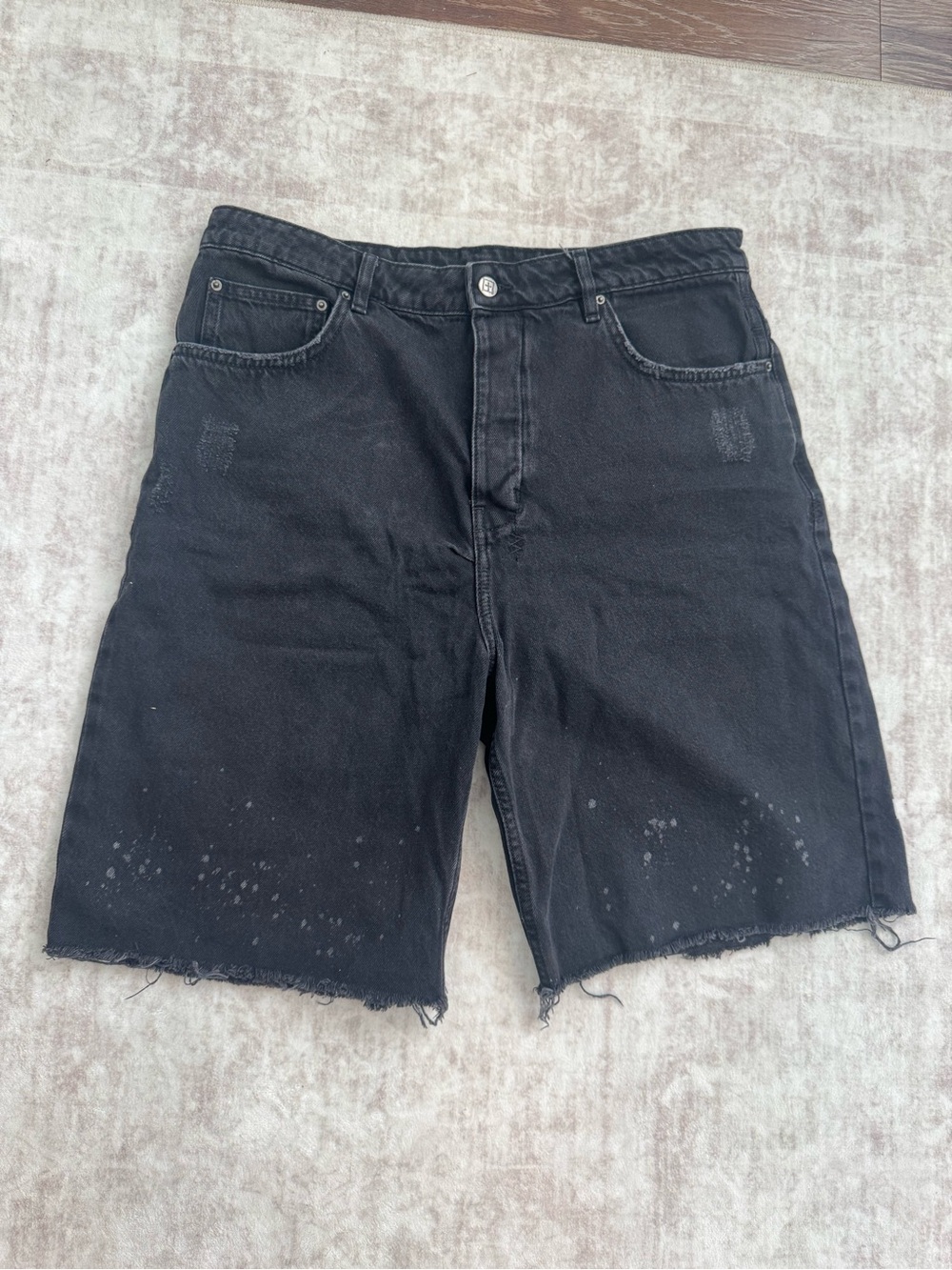 Ksubi Black Distressed Men's Denim Shorts